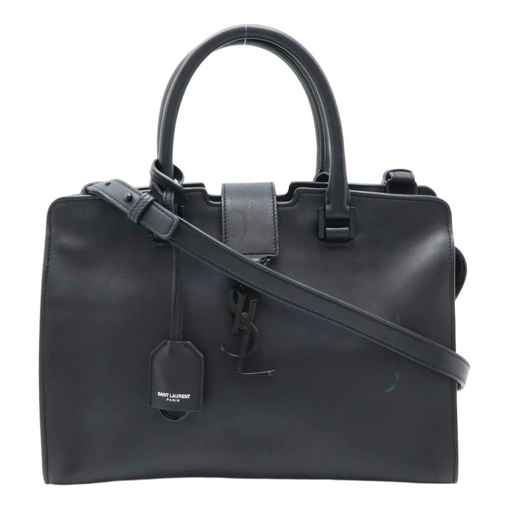 SAINT LAURENT PARIS YSL Monogram Baby Cabas 2way Shoulder Bag Leather Black